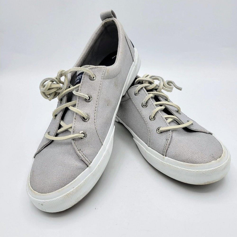 Sperry Boat Shoes Gray Silver With A Touch Of Shimmer Size 8 #STS84998